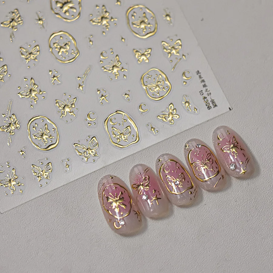 1 piece 5D bronzing nail art sticker popular high-quality colorful embossed butterfly bubble sticker nail art decoration sticker