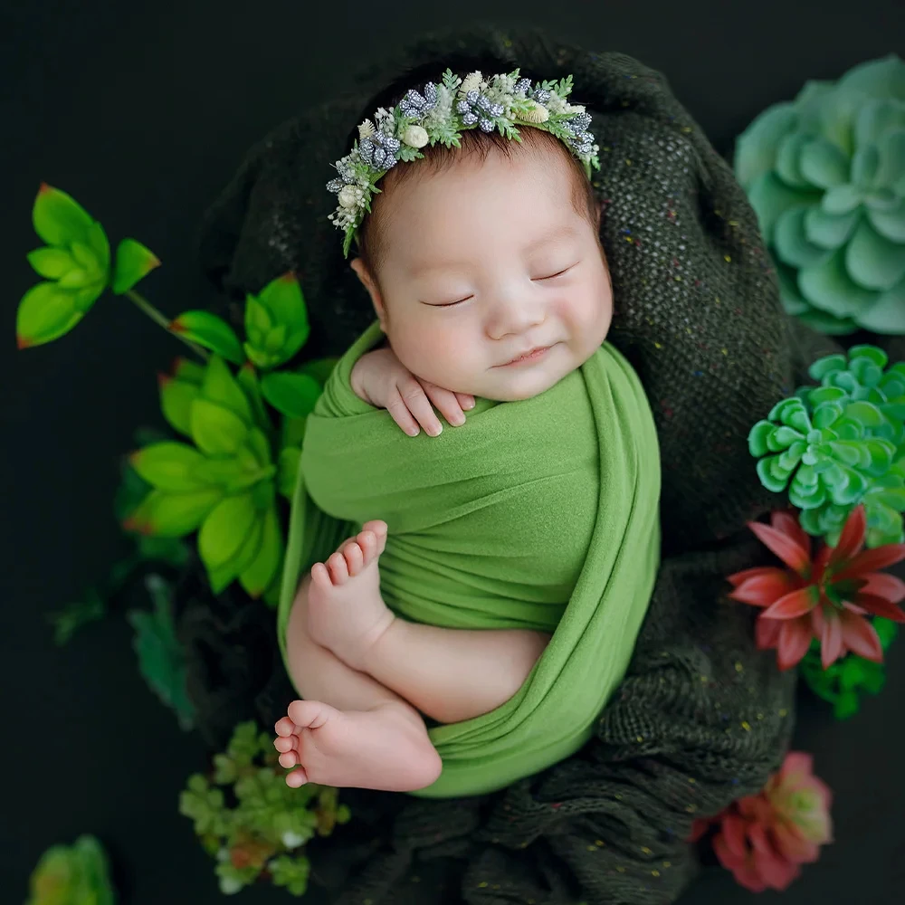 

Newborn Photography Props Simulated Lotus Combination + Artificial Flower Headwear Set Baby Boys Girls Studio Photo Accessories