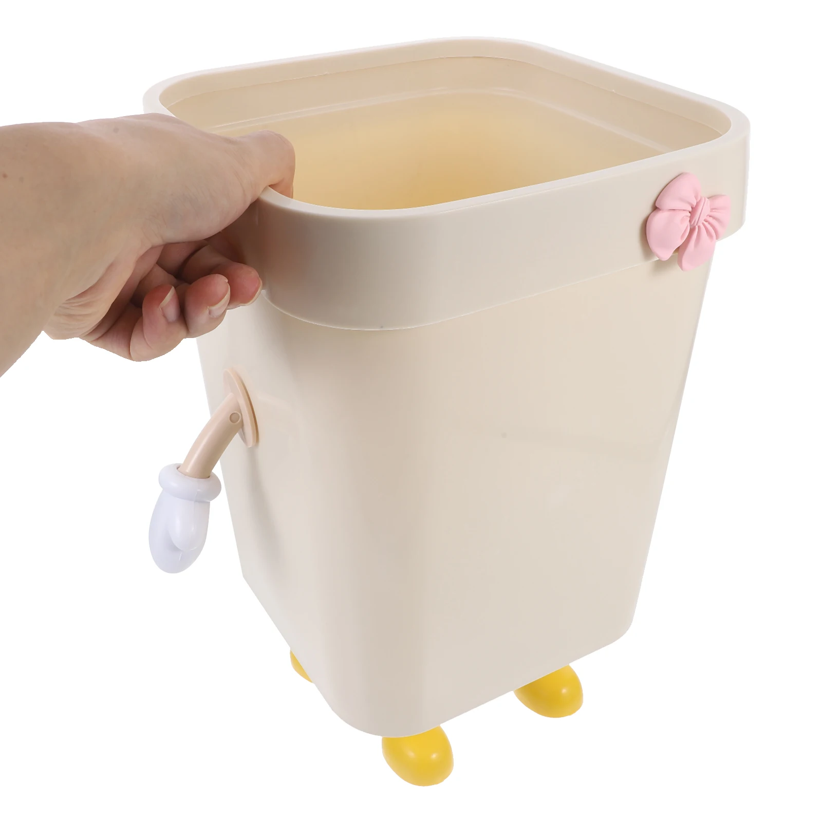 

Plastic Waste Bin Trash Can Bedroom Bins Storage Basket Garbage Holder Beige Office NonSlip Household Kitchen Bathroom
