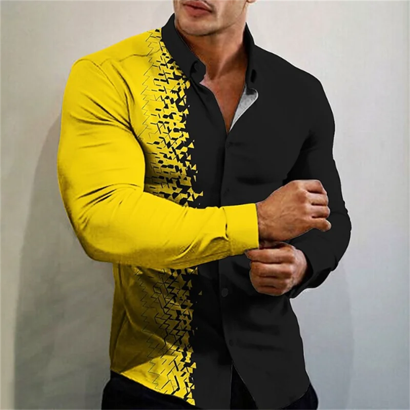 2024 Men's T-shirt Button Shirt Half-stitching Trendy New Geometric Flowers Clear Pattern Soft and Comfortable Shirt Clothing