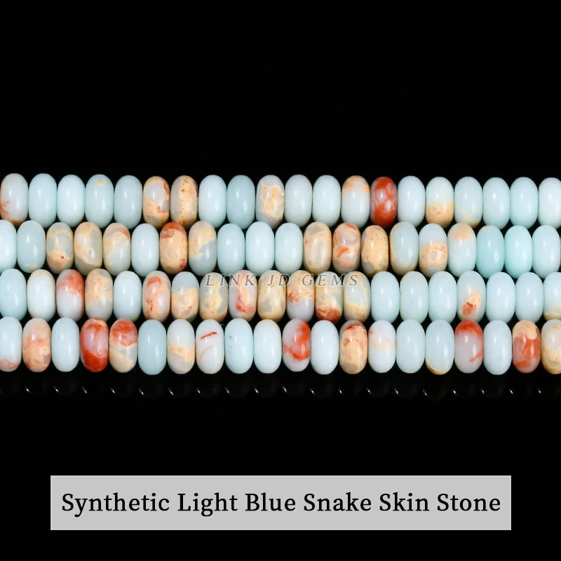 4x2mm Naturstein Rosa Quarz Türkis Hellblau Schlangenhaut Stein Abacus Spacer Perle für Schmuckherstellung Halskette Armband