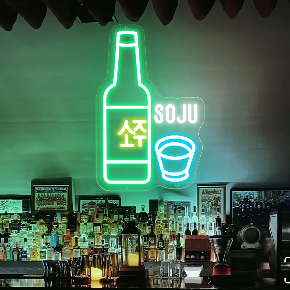 Imagem -05 - Coreano Soju Sinal de Néon Barra Decoração da Parede Led Luzes Néon Usb Negócios para Coreia Soju Barra Sinais Pub Clube Decoração Luzes Néon