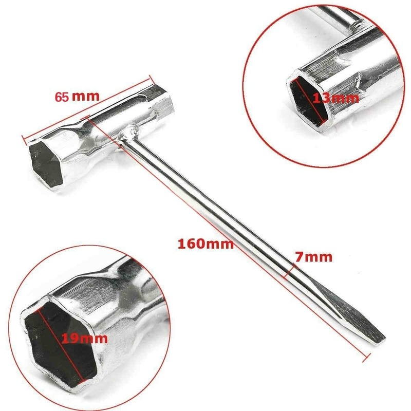  Spark Plug Socket Wrench 13mm & 19mm Stainless Steel Spanner for Chainsaw and Brush Cutter 