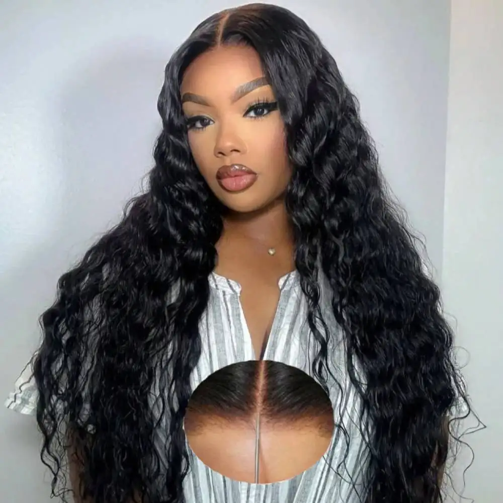 Deep Wave Human Hair Wigs 6x4 Glueless Human Hair Wig Preplucked Lace Closure Wear Go Human Hair Wigs Beginner Friendly