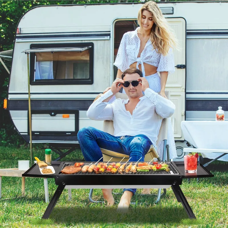 

Складная портативная сковорода-гриль для барбекю, гриль-кабоб для кемпинга Hibachi, шампур из ягненка, пикника на заднем дворе, доставка без выходных