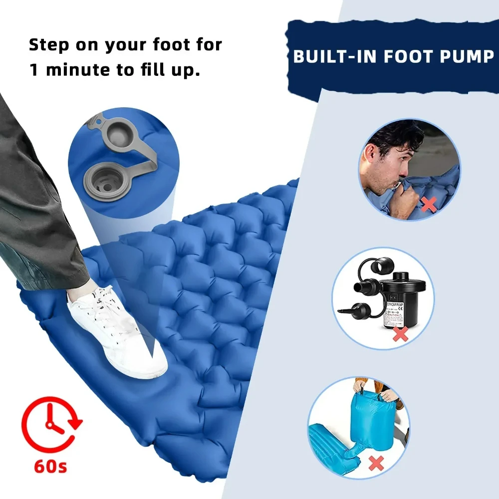 Ultraleichte aufblasbare Matratze, feuchtigkeitsbeständig, geeignet für Outdoor-Rest, Camping, Reisen, Auto, Nickerchen, Zelt, Campingmatte