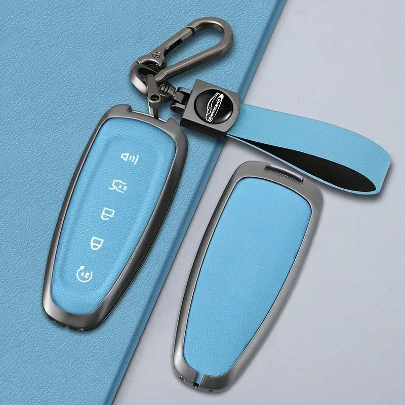 Zinc Alloy Car Key Case Cover For Ford Escape Focus C Max Kuga Edge Explorer Taurus Keyring Remote Control 5 Buttons Protection