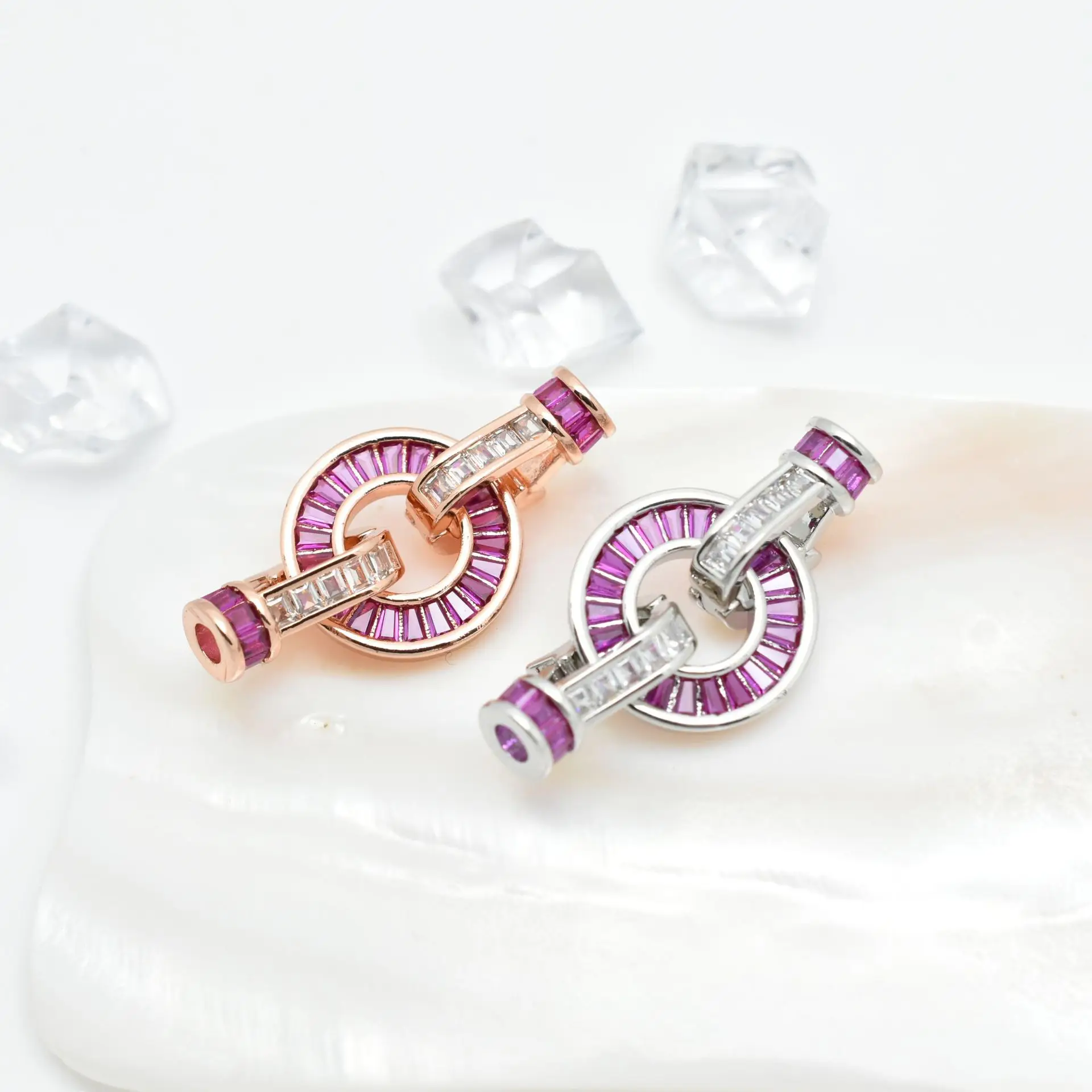 1piece green/red zircon clasp  connector wholesale for jewelry  DIY necklace pearl hook findings