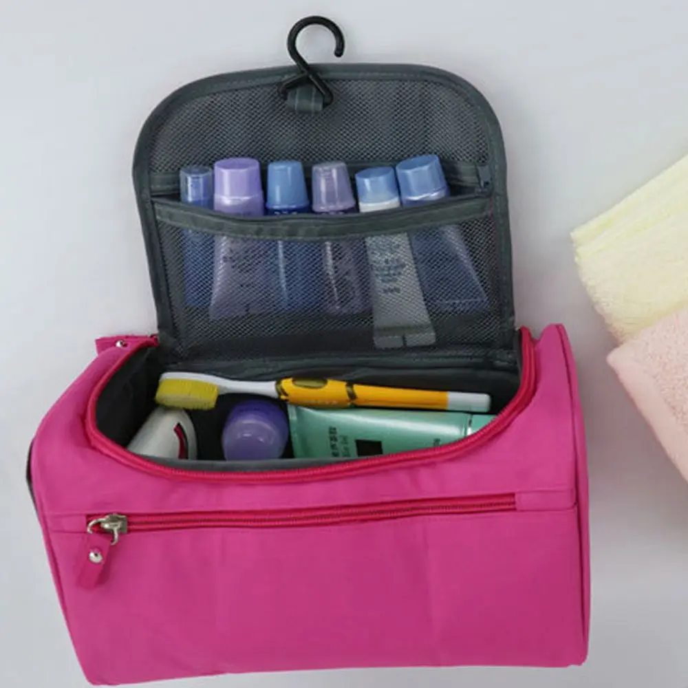 Vintage Creatieve Eenvoudige Rits Nylon Effen Kleur Waterdichte Cosmetische Tas Reizen Toilettas Make-Up Case Opbergtas