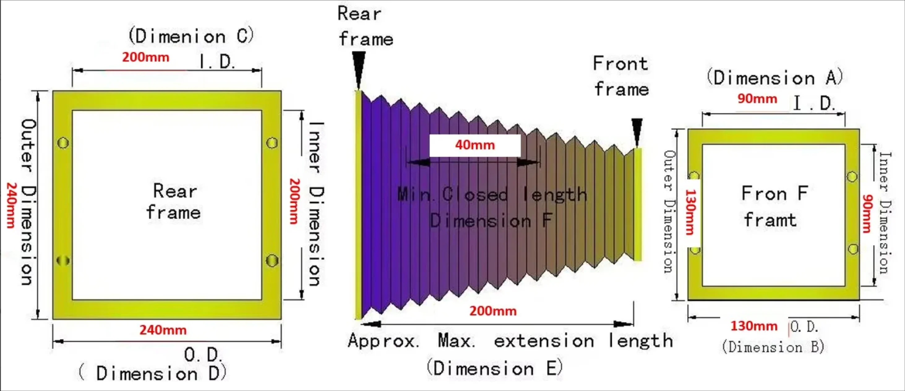 

Custom Accordion Dust Cover for CNC Machine Lmax = 200mm