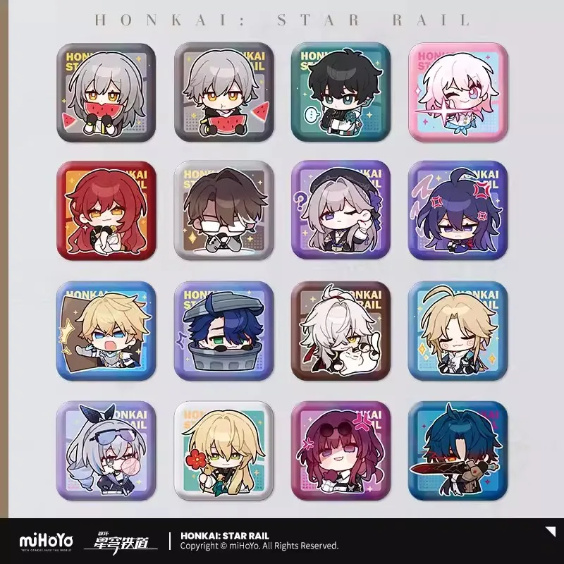 Pre Sale miHoYo Official Honkai Star Rail POM Exhibition Hall Series Square Badge March 7th Herta DANHENG Himeko Cosplay Gifts