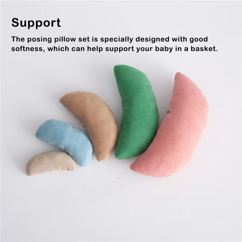 6 Pieces Baby Photo Props Moon Pillow Stick Wheat Cute Photography Aid Pillows Filling Picture Shooting Children