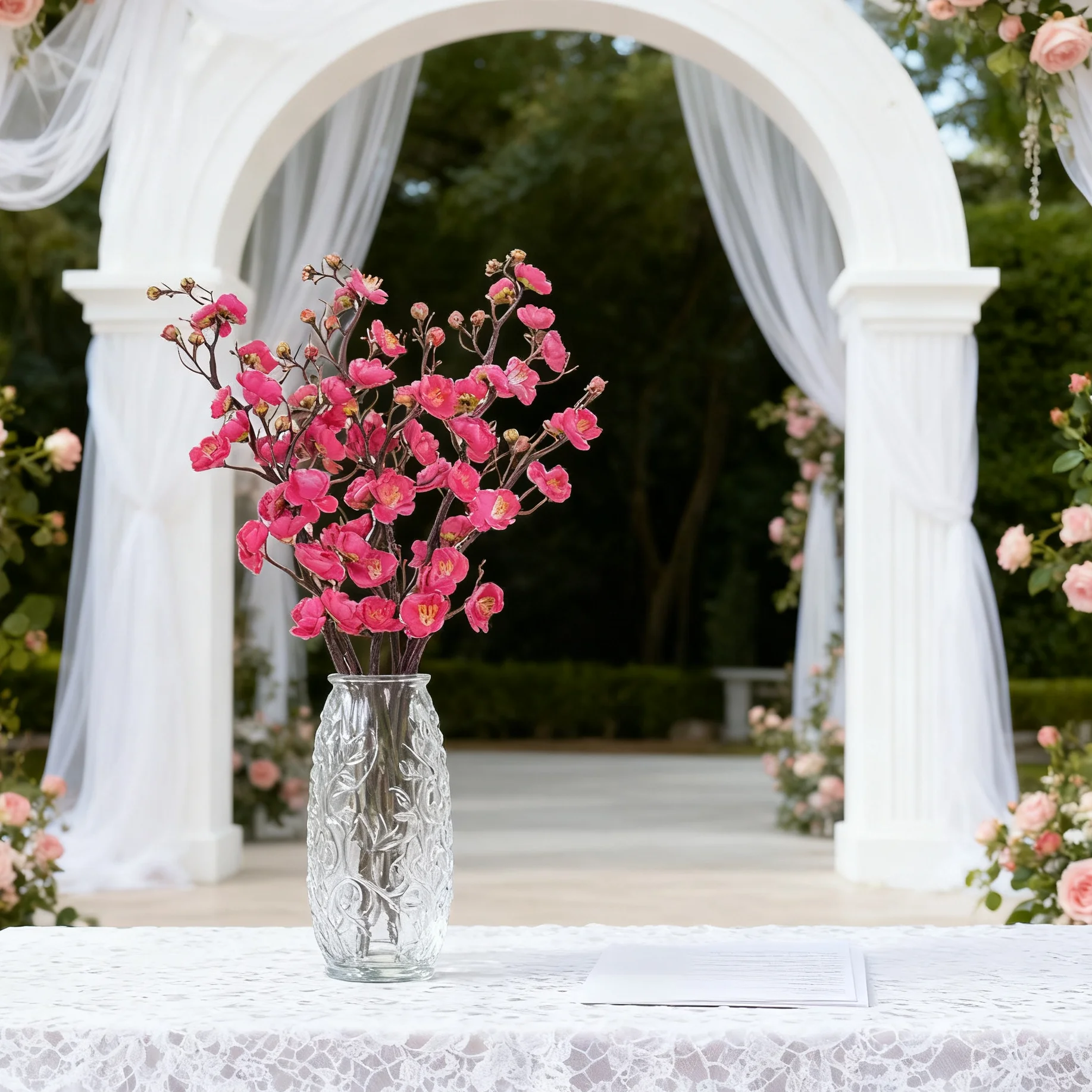 Bonsai Garden Festival - ดอกไม้ประดิษฐ์จากผ้าไหม ดอกพลัม กิ่งพีช ตกแต่งบ้าน ห้อง โต๊ะ