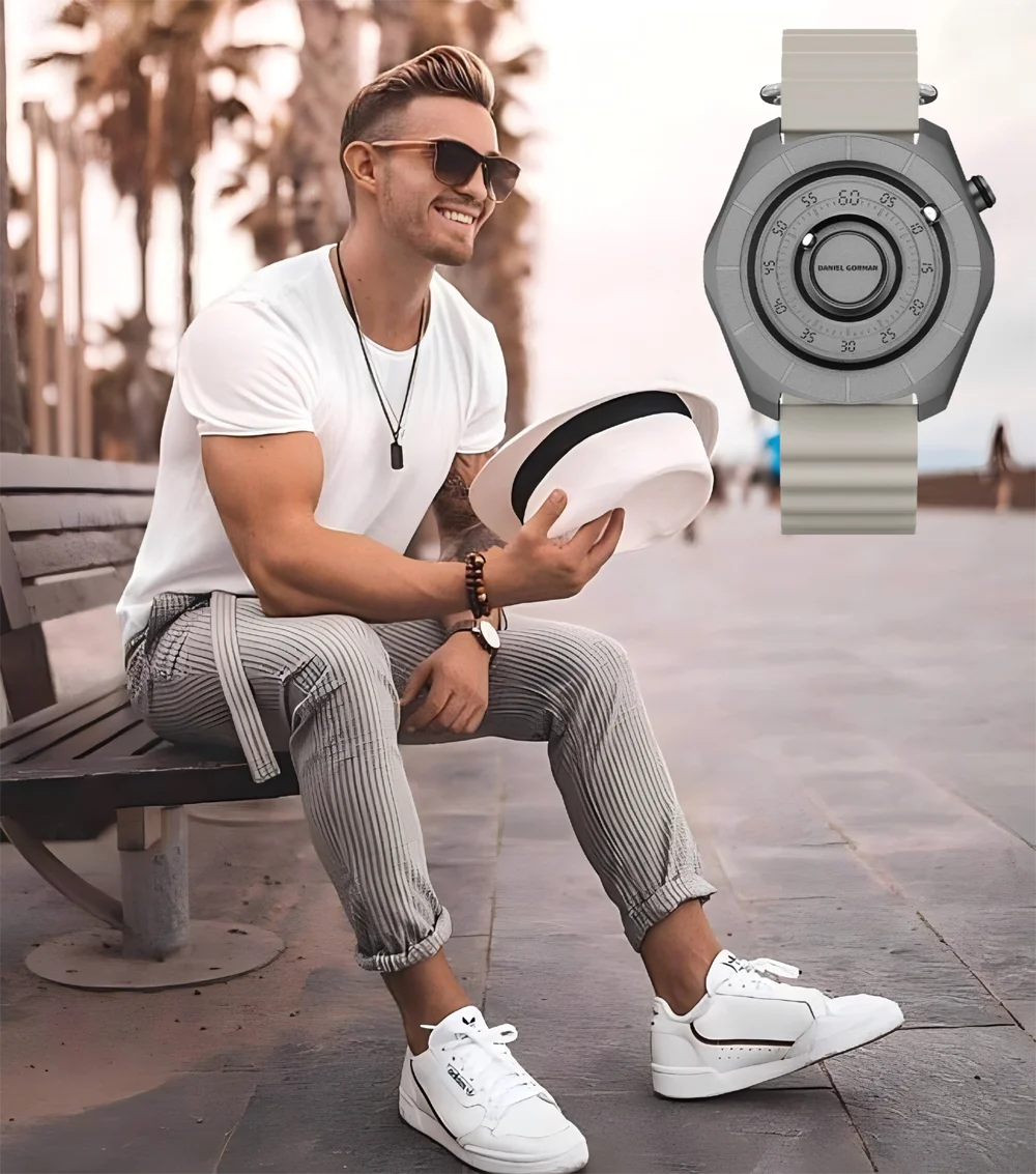 

2025 Men's Luxury Quartz Watch Creative Scrolling Pointer Magnetic Force Wrist Clock - Top Quality Relogio Masculino