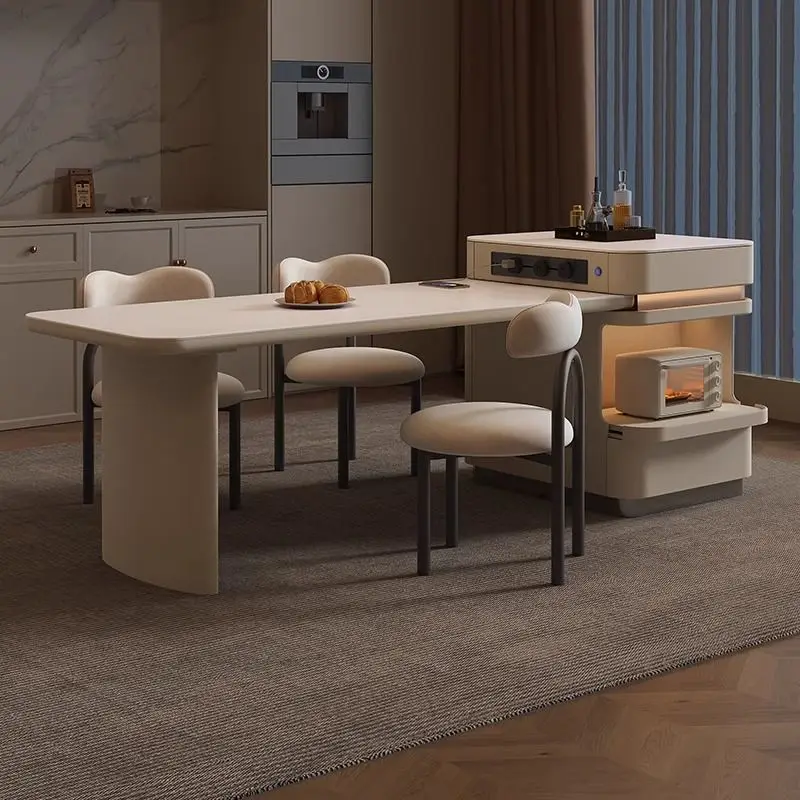 Island rock slab dining table integrated telescopic household small kitchen island
