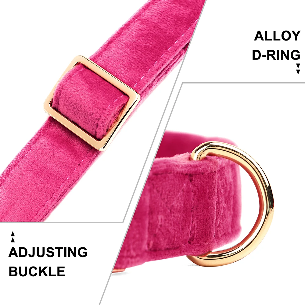Personalisiertes Samt-Hundehalsband, superweiche Hunde-ID-Schnallenhalsbänder, gravierte Namens-Haustier-Halskette, verstellbar für kleine, mittelgroße und große Hunde – Detail 16