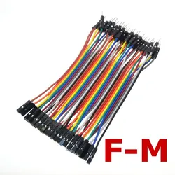 Dupont macho para fêmea jumper wire, 10cm, 2.54mm, 1pin, 1p-1p, para arduino, 40pcs