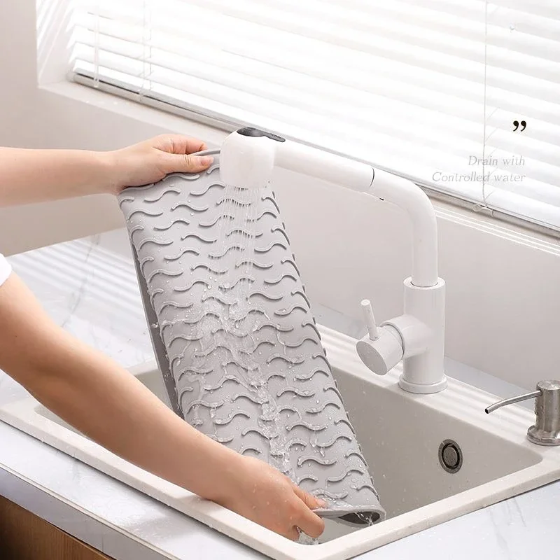Silicone Heat Insulation Drain Mats, Kitchen Protection, Countertop Pad, Cutting Board, Non-Slip Mat, High Temperature, Anti-Hot