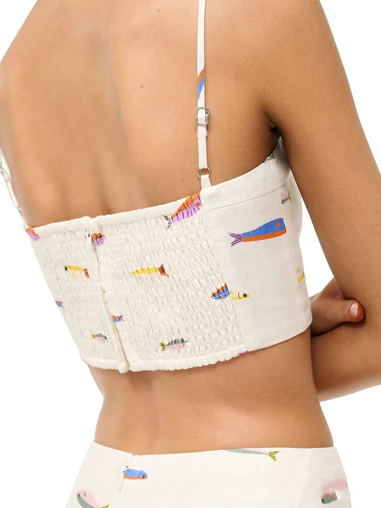 

Женский летний пляжный наряд с принтом, новая мода, полый слинг без рукавов, комплект из 2 предметов, элегантная плиссированная длинная юбка, праздничный костюм