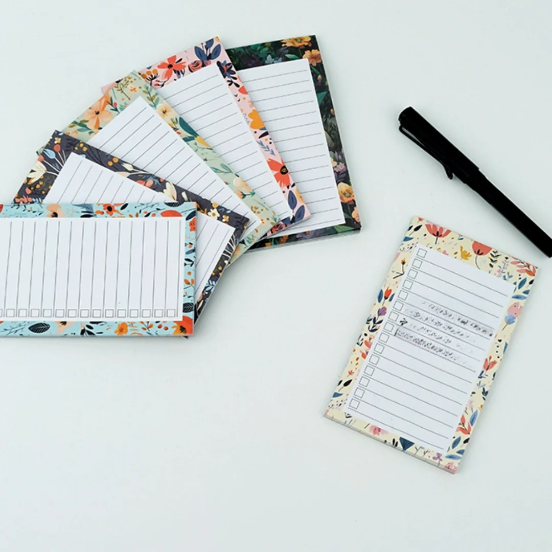 1 Stück magnetischer Kühlschrank-Notizblock mit Blumenmuster, tragbarer magnetischer Notizblock zum Abreißen, Einkaufsliste, Planer für Zuhause, Küche, Büro – Detail 6