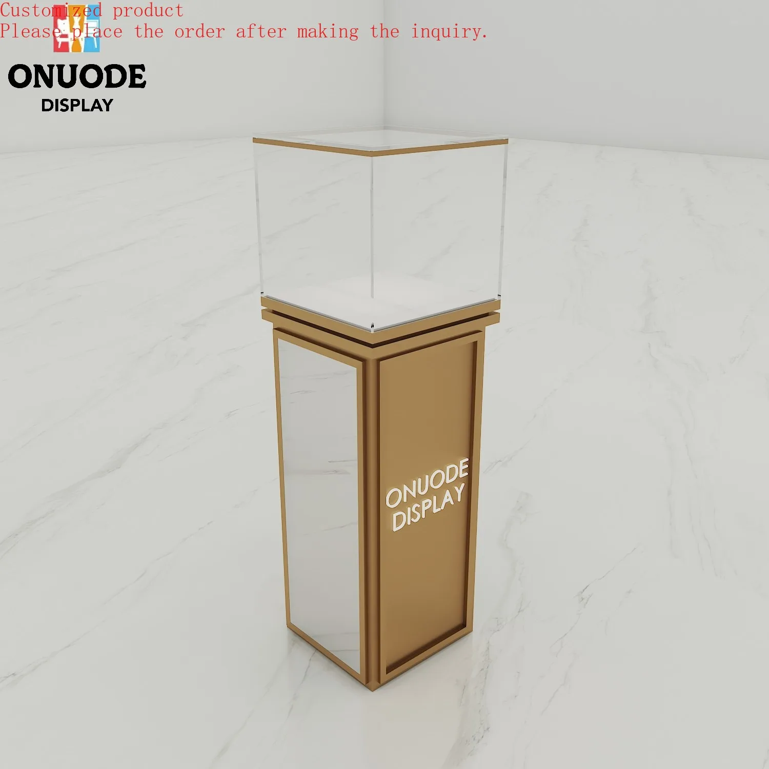 

Custom.High-end Small Jewelry Display Stand Custom Corner Tower Jewelry Showcase Glass Case White Jewelry Window Display Cabinet