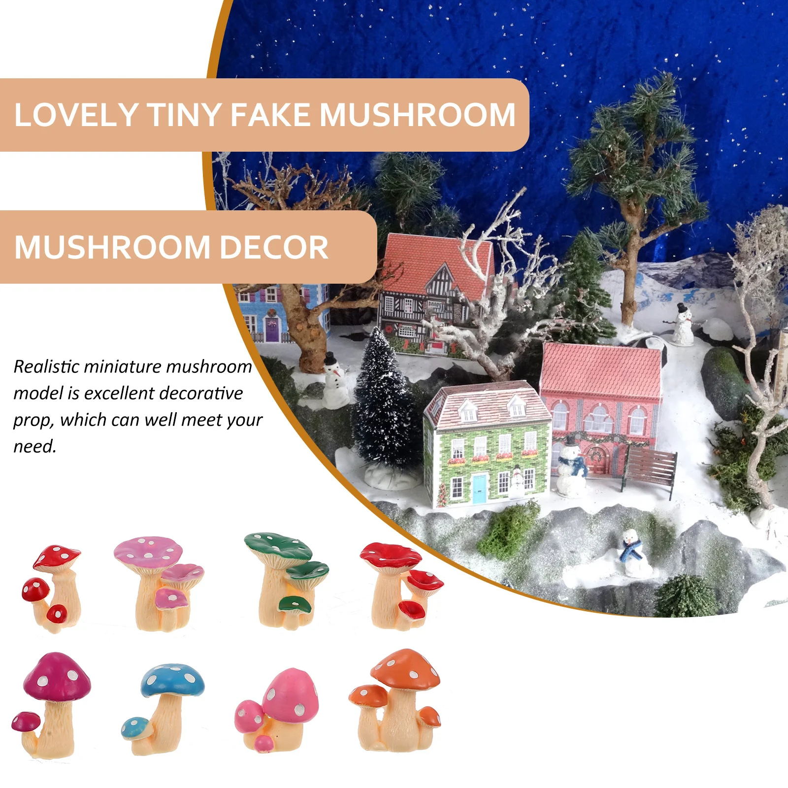 

10Pcs Artificial Mushroom Cluster Creative Miniature Garden Decoration Desktop Balcony Patio Home Ornament Micro Landscape Fake