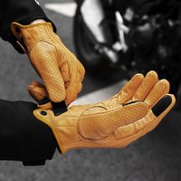 Motorcycle Gloves Summer Breathable Leather Motocross Gloves Men Retro Biker Cycling Gloves Touch Screen Motorbike Riding Gloves