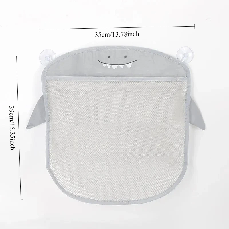1pc Mesh Baby Bath Toy Storage Bag with Suction Cup Design—Cartoon Animal Fabric Beach Toy Storage Net