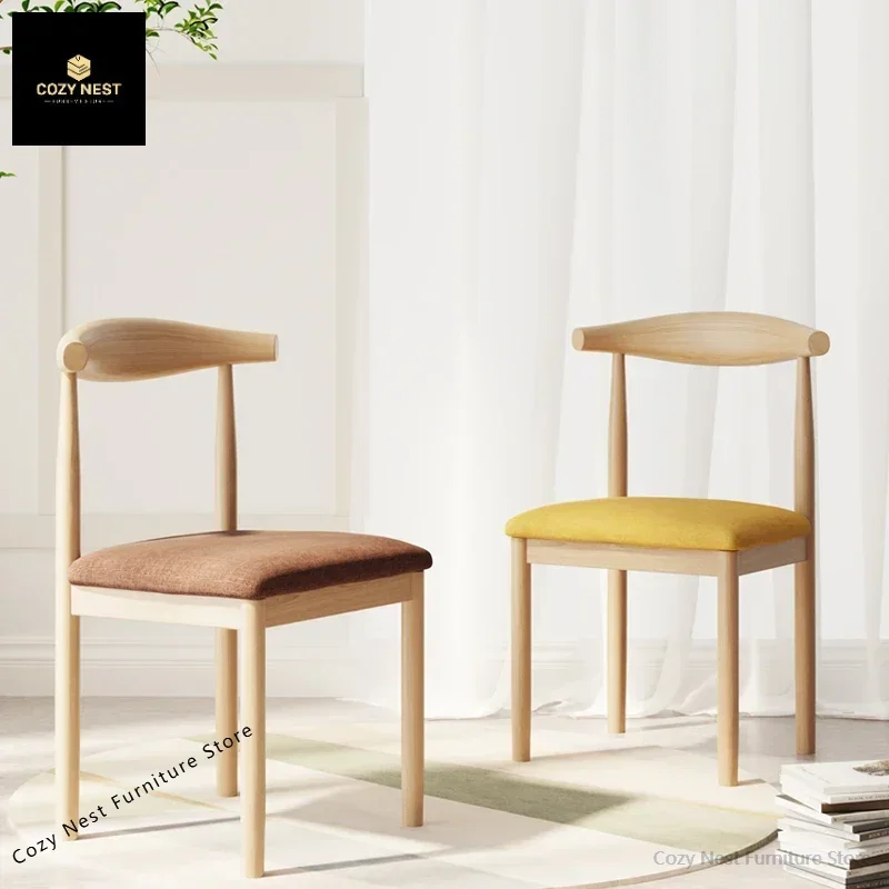 

Home Rental Room Dining Table Dining Modern Simple Desk Stool Learning Back Imitation Solid Wood Horn