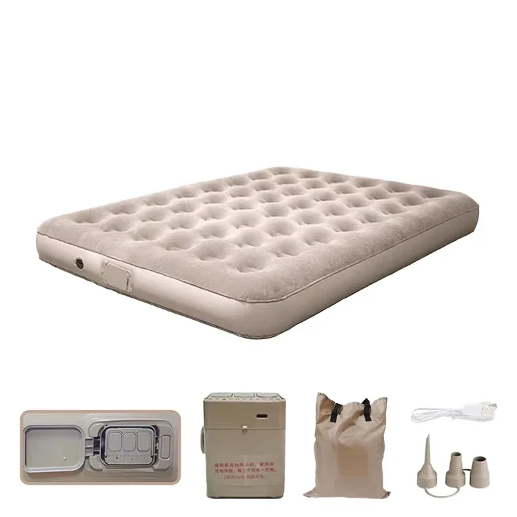 2026 Factory Cheap Inflatable Camping Mattress Waterproof Air Bed Foldable Outdoor Blow up Mattress With Built in Pump