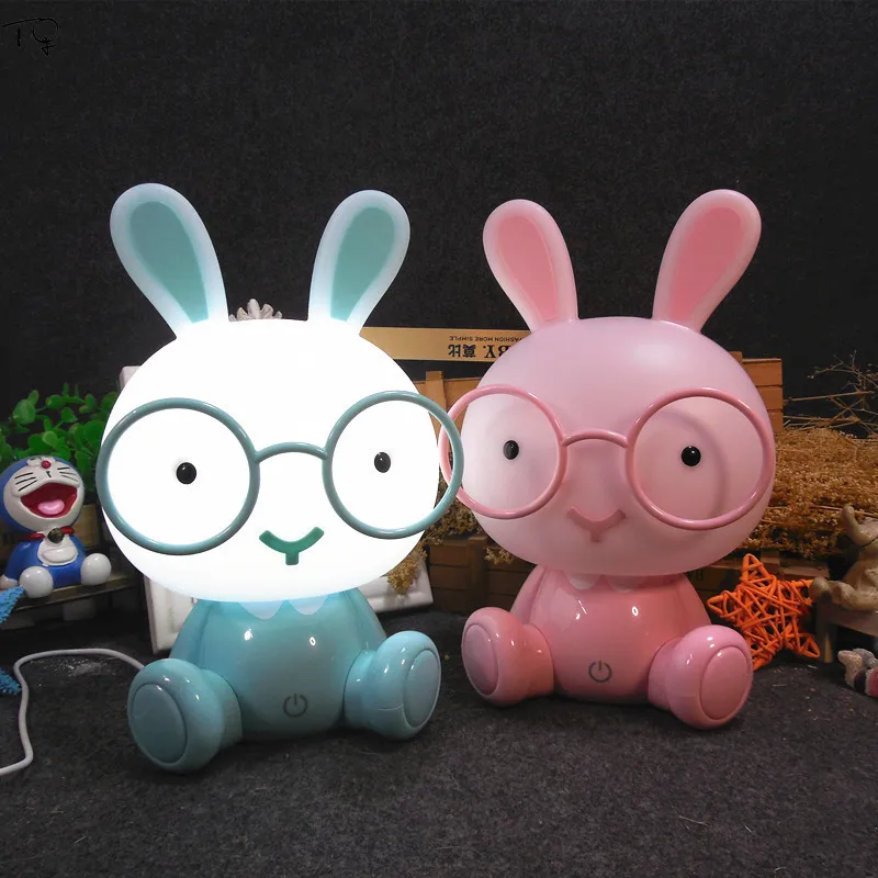 Cartoon Glasses Rabbit LED Night Light Modern Touch Switch Dimming USB Charger Eye Protect Energy Saving Bedroom Kid\'s Room Gift