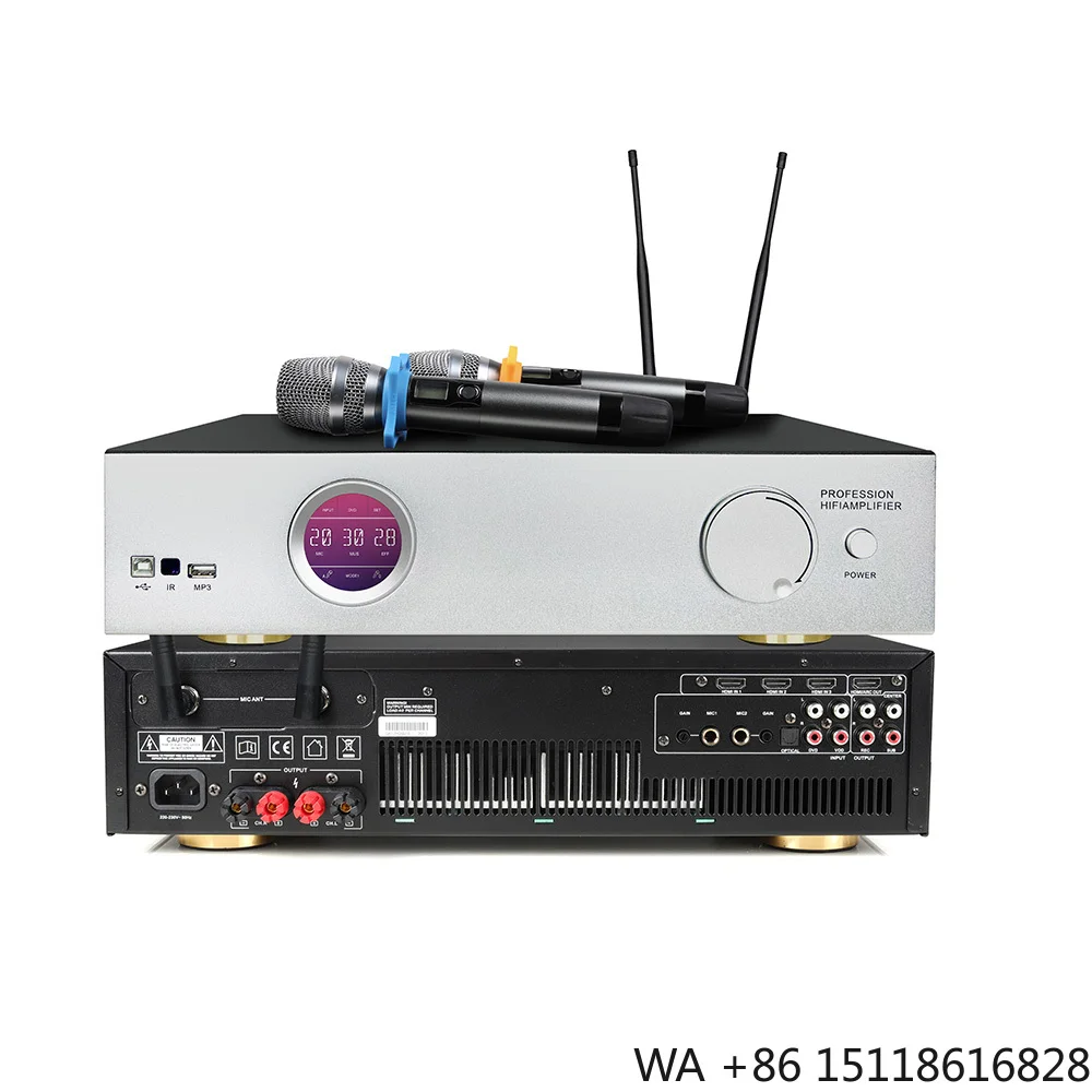 750W 3-in-1 Karaoke Machine with Wireless Microphones, Mixer and Amplifier for Home KTV Party and Professional Singing