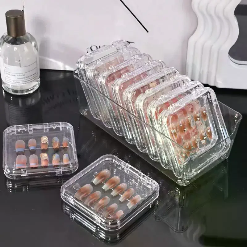 Portable Nail Box Set Clear Nail Art Box Jewelry Box Small Jewelry Storage Box For Nail Jewelry Wearing False Nails For Storage