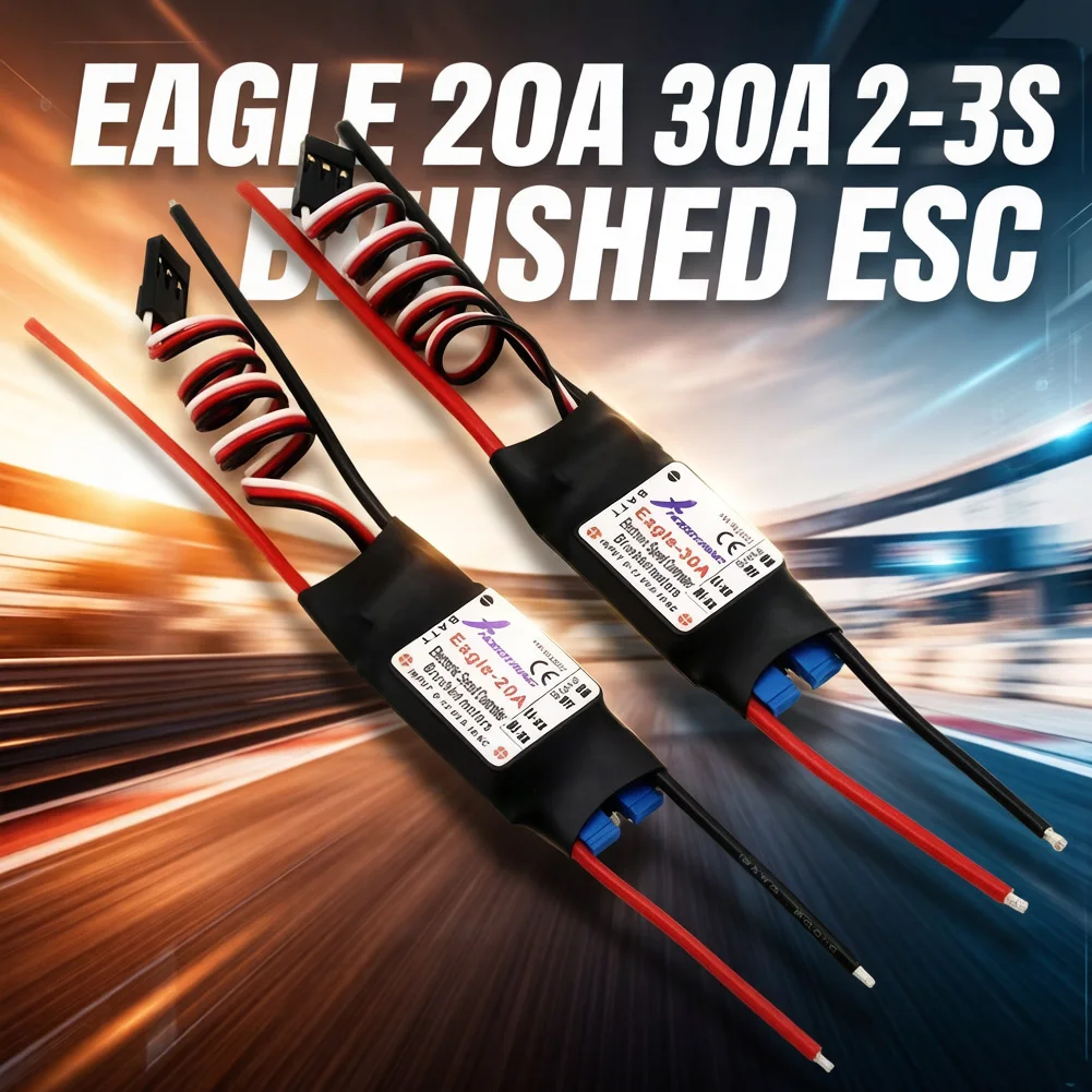 

Hobbywing Eagle 20A 30A 2-3S 1A/5V BEC Brushed ESC Speed Controller For RC Airplane Plane 370 380 390 280 270 Model Toys
