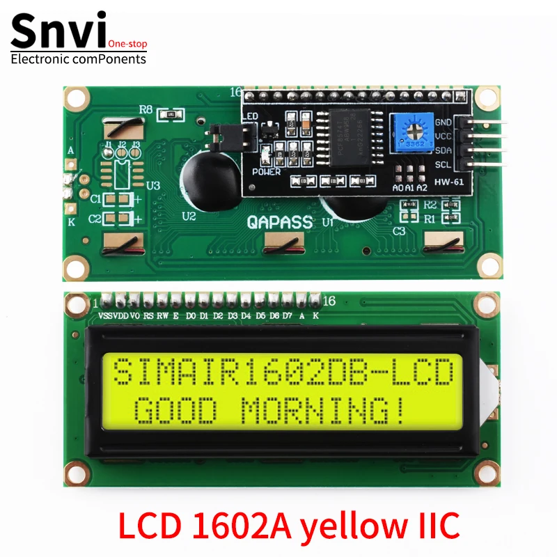 LCD1602 1602A moduł LCD niebieski/żółty zielony ekran 16x2 znakowy wyświetlacz LCD PCF8574T PCF8574 IIC I2C interfejs 5V/dla arduino