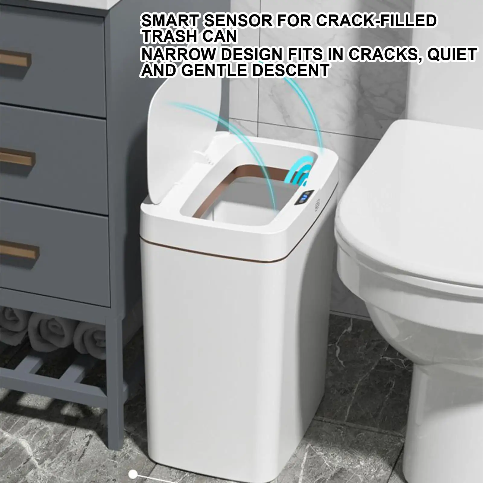 

New 18L Smart Trash Can Automatic Touchless Smart Sensor Sensing Trash Can Waterproof Bathroom Kitchen Bedroom Trash Can