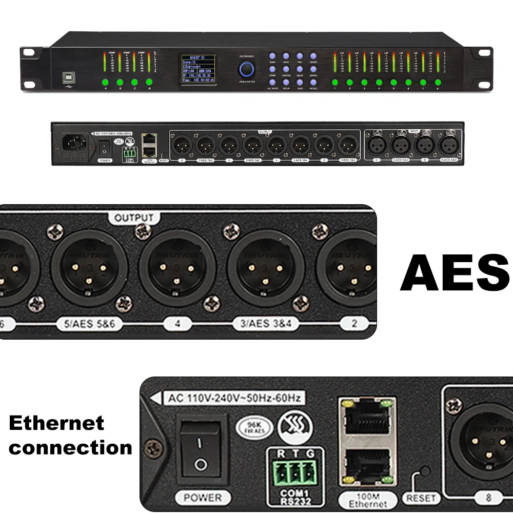Paulkitson PDA0408RTS Digital Audio Processor 4 in 8 out 32-bit ADC And 24-bit DAC 96KHz With FIR Auto EQ Speaker Management