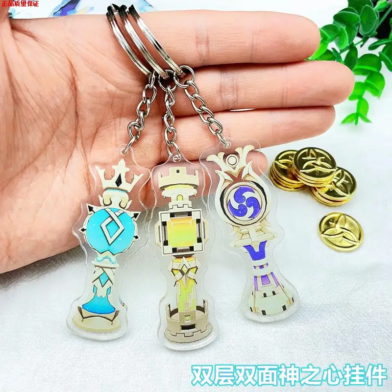 

Anime Genshin Impact Venti Zhongli Cosplay Keychain Acrylic Sacred Heart Pendant Decoration Ambitus