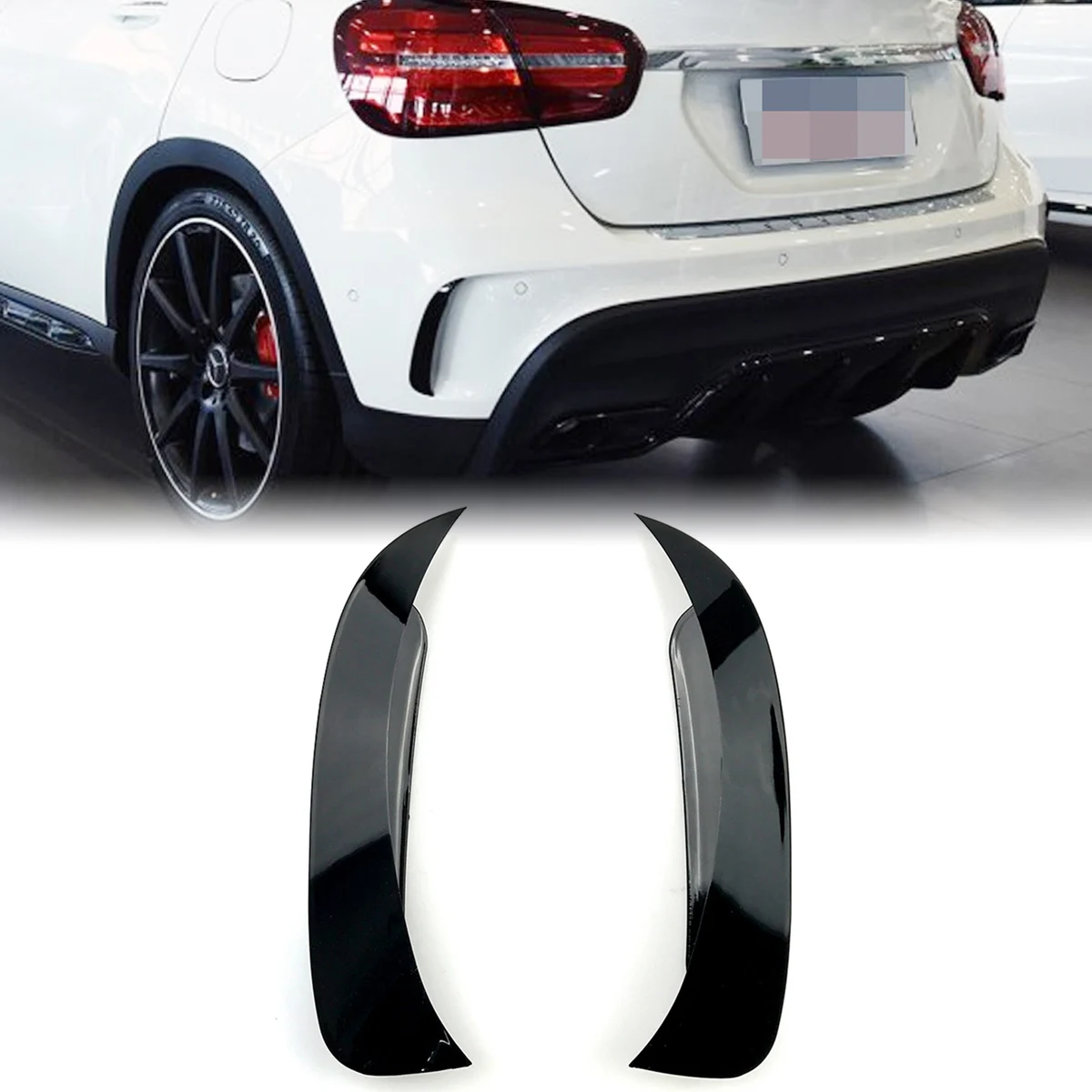 2PCS Rear Bumper Splitter Spoiler Air Vent Trim Cover for Mercedes Benz GlA X156 GlA45 AMG GLA220 GLA260 2013-2018