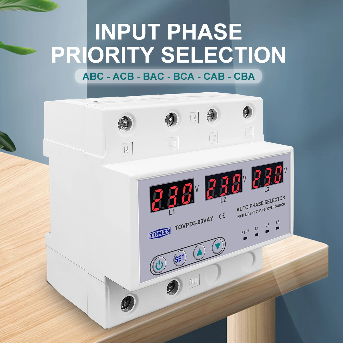 Imagem -05 - Voltímetro Trifásico Trifásico 3p Mais n Din Rail Seletor de Fase com Proteção Ajustável contra Sobretensão Monitor Relés Protetor