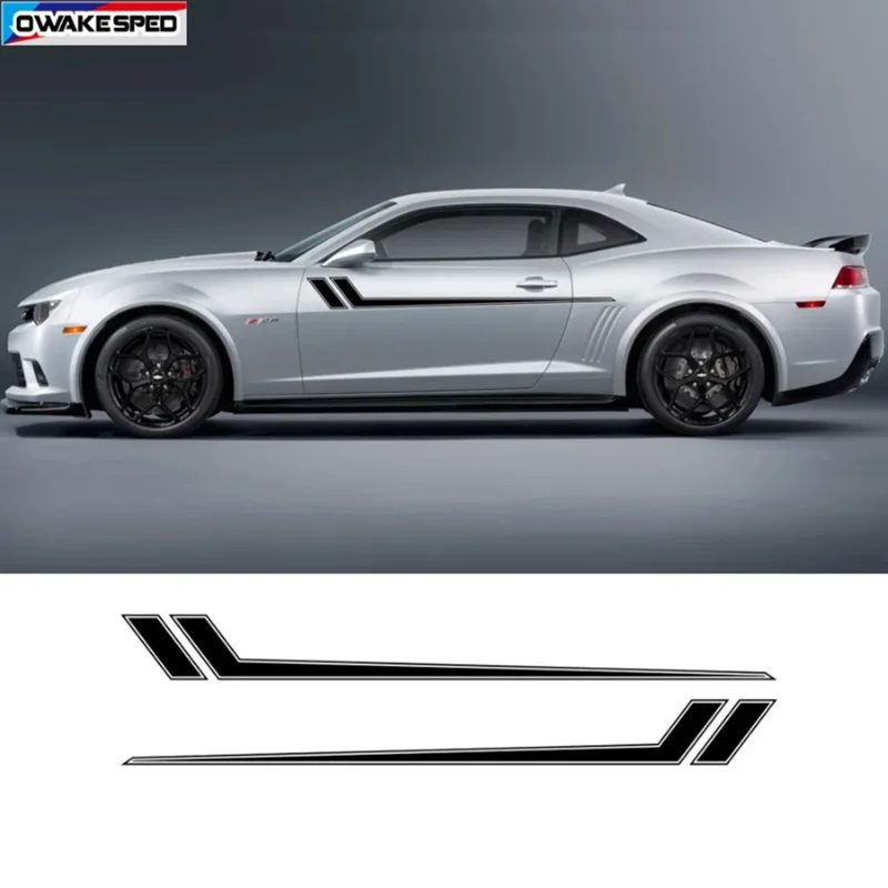 

2pcs Racing Sport Stripes Both Side For Chevrolet Camaro RS LS SS LT Car Body Waist Lines Sticker Accessories DIY Vinyl Decal