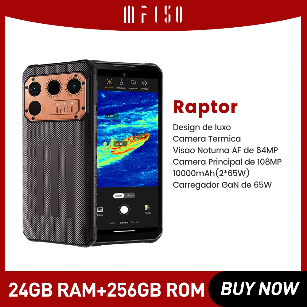 IIIF150 Raptor Phone Thermal Imaging 6.8 Inch 120Hz Ultra Thin IP68 Rugged Cellphone 12GB 256GB 108MP 10000mAh 65W Fast Charging