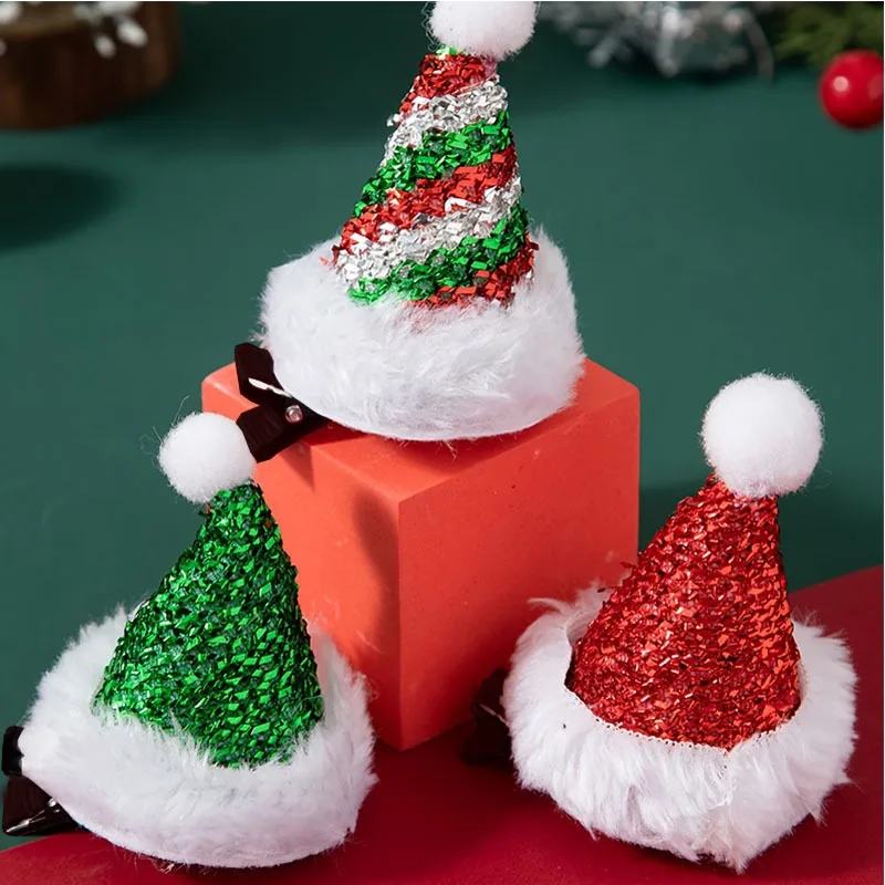 Funkelnde Weihnachtsmütze Haarspange Weihnachten Frisur Dekoration Weihnachten Haarspange Dekoration Haarschmuck