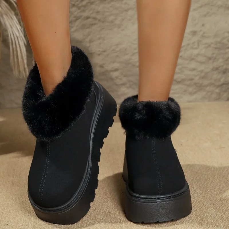 2025 New Winter Women's Round Toe Plus Velvet Thick Bottom Casual Non-slip Warm Boots Outdoor Walking Lightweight Snow Boots