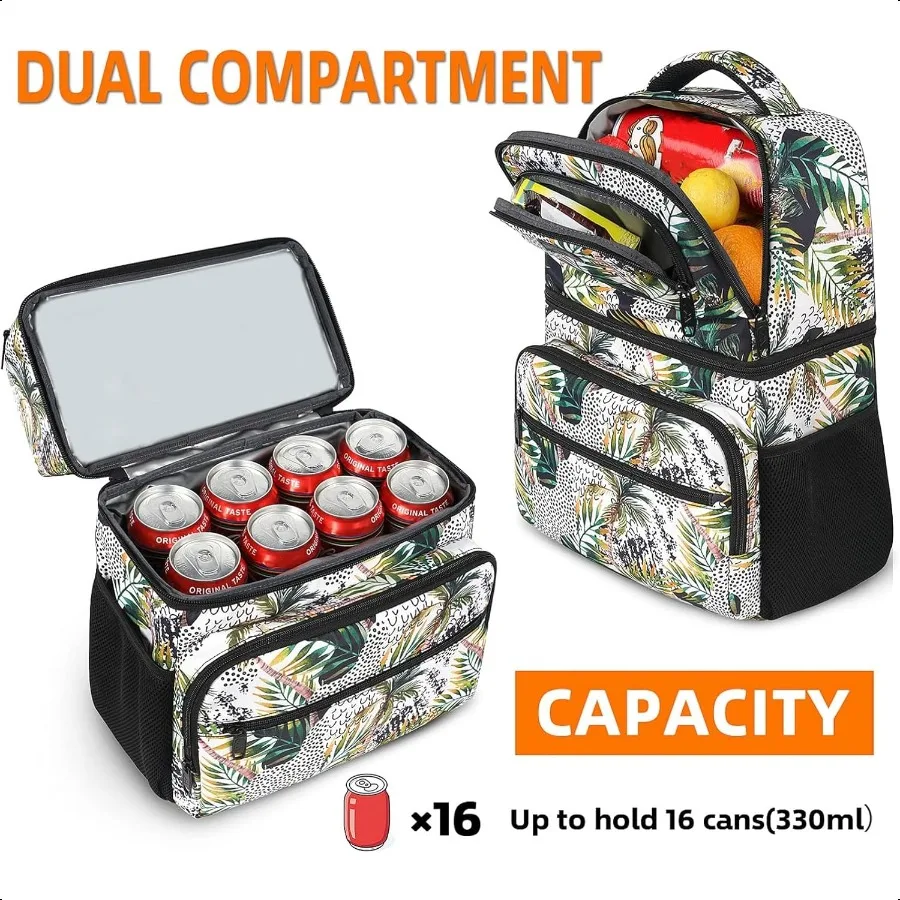Cooler Backpack 26 Cans Insulated Lunch Backpack for Men Women Leakproof Double Layer Lunch Cooler Bag Lightweight Soft Lunch B