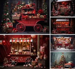 Mehofond Photography Background Winter Christmas Candy Shop Forest Xmas Trees Kids Family Portrait Decor Backdrop Photo Studio