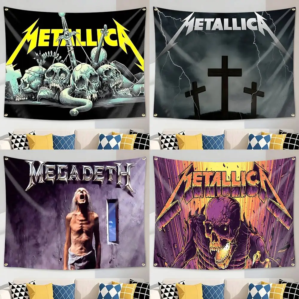 BAND M-Metallica 72 Seasons Flag Tapestry Banner for Bedroom Living Room Outdoor Camping Custom Supported