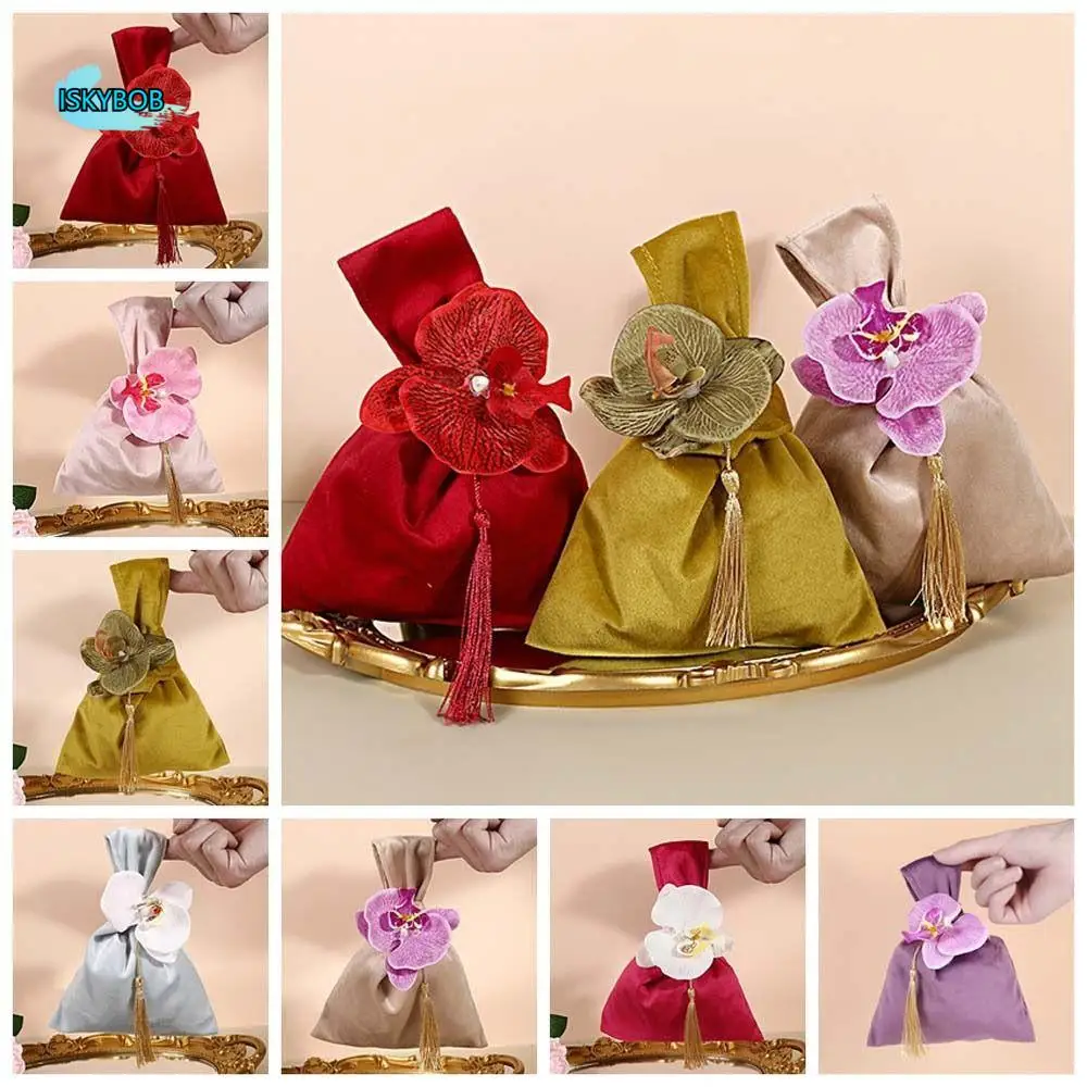 

Tassel Velvet Knot Handbag Vest Shape Tope Handle Flower Wrist Bag Storage Bag Small Tote Bag Festive Sugar Bag Female/Girls