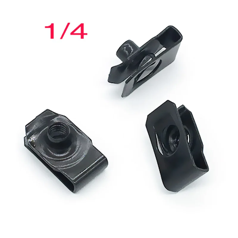 10pcs Black U Type Clips with Thread 1/4-20 Reed Nuts Leaf Spring Nut Licence Plate Clip Q312