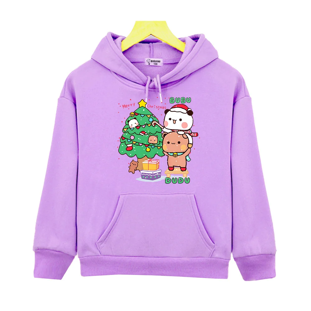 

Детская одежда с Рождеством, толстовка с капюшоном Bubu Dudu, очаровательный пуловер с пандой и медведем Bubu Dudu, шикарный детский повседневный свитшот для мальчиков и девочек